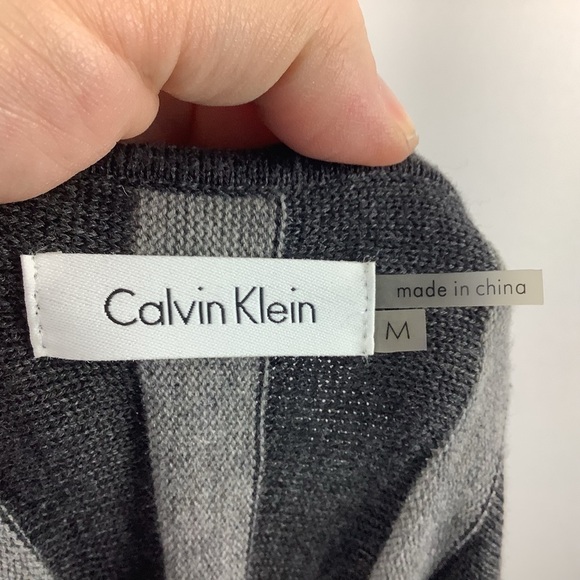Calvin Klein Gray Striped Sweater Dress Medium - Picture 3 of 5